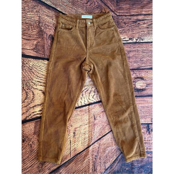 Topshop Womens Corduroy‎ Pants 25X 30 Mom Style Brown Straight Leg High Rise - Picture 1 of 14